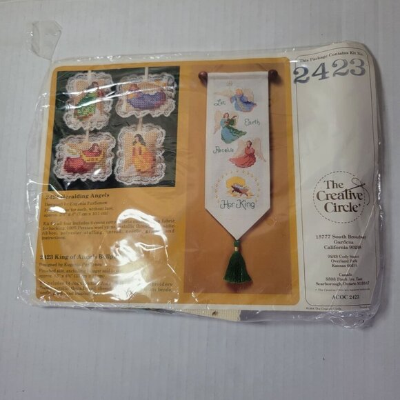Vintage The Creative Circle #2423 "King of Angels" Needlepoint Bell Pull KIt - Picture 1 of 4
